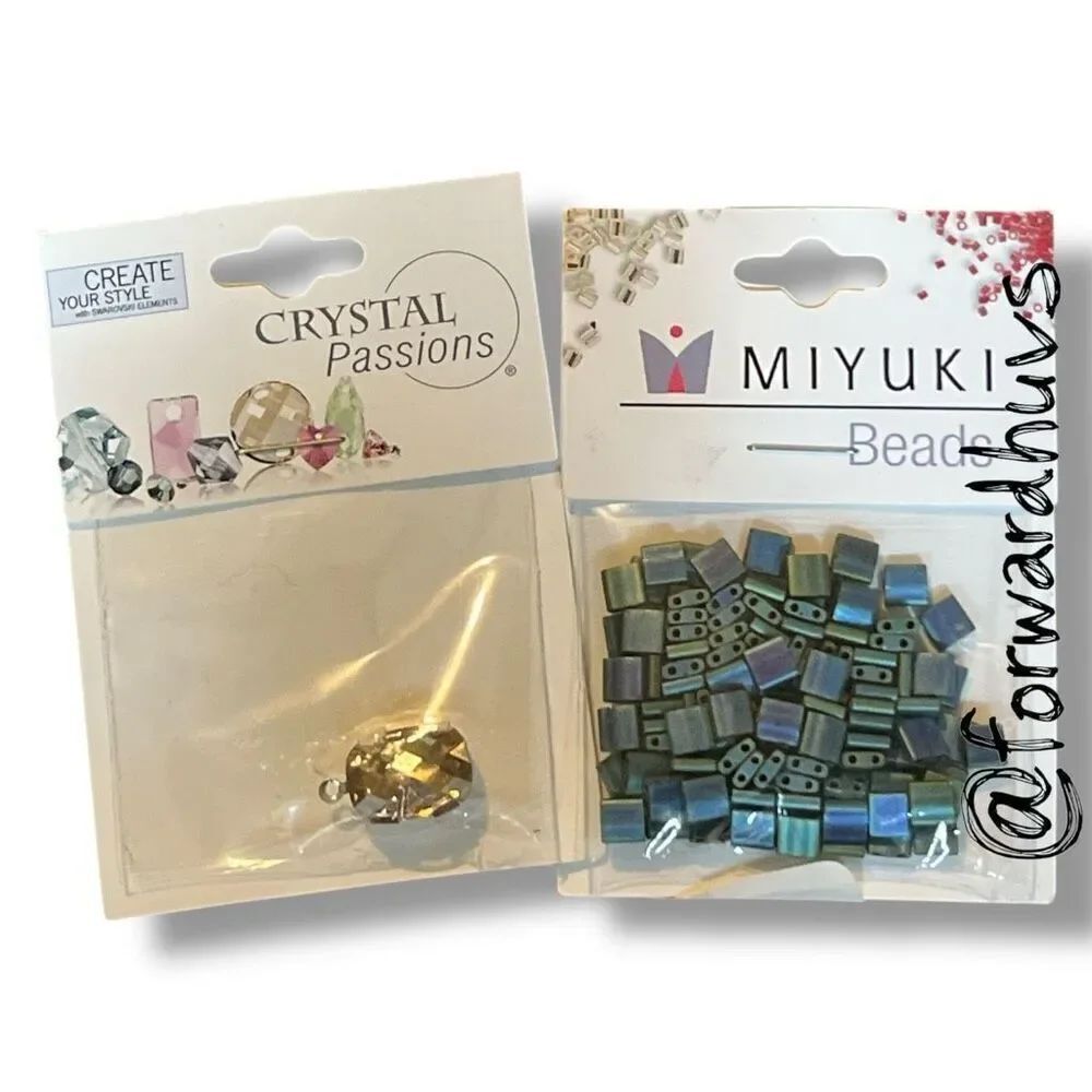 Bundle Sale 3 for $15 | Swarovski Golden Shadow Pendant + MIYUKI TILA Beads
